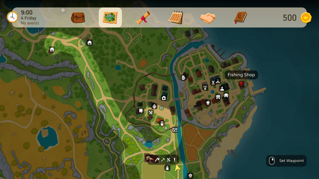 Get the bug net from the fishing shop. Location on the map
