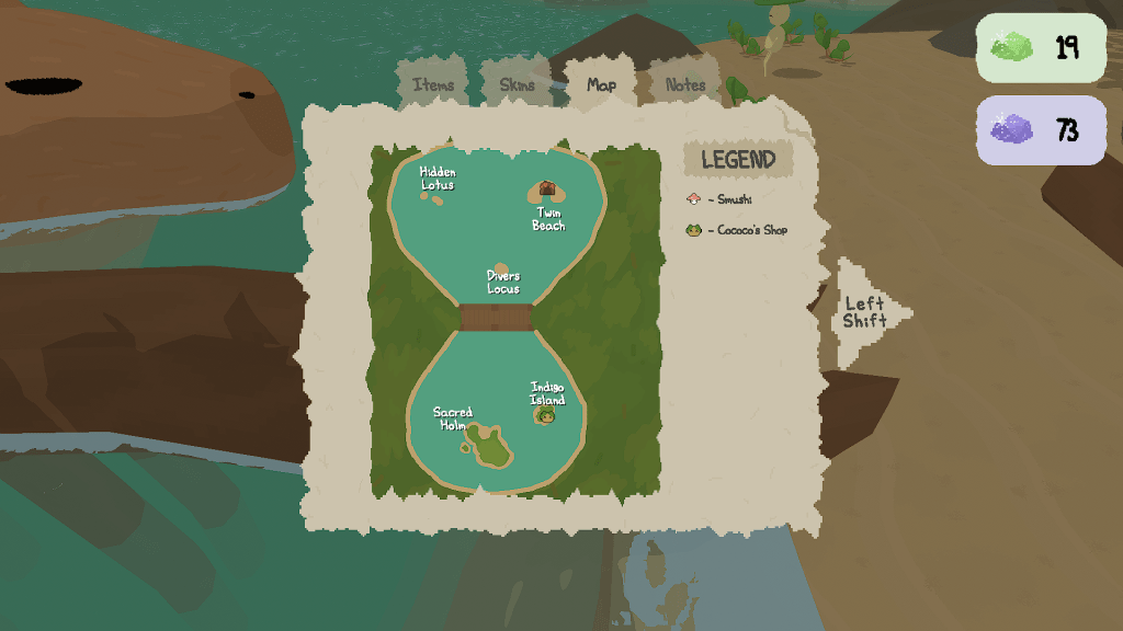 Map of Lake of Bloom - Pay attention to the Indigo Island