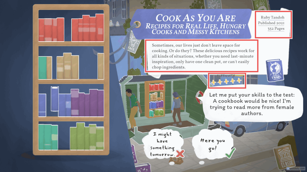 Pay attention to the book description and match it with the customer requests before recommending it.
