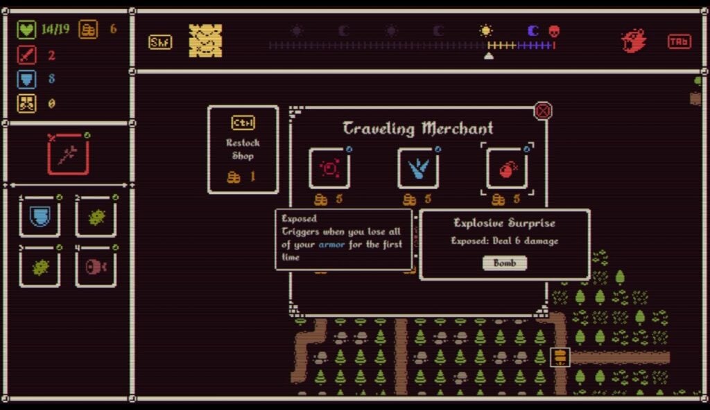 Advance Bomb items purchased from the traveling merchant. 