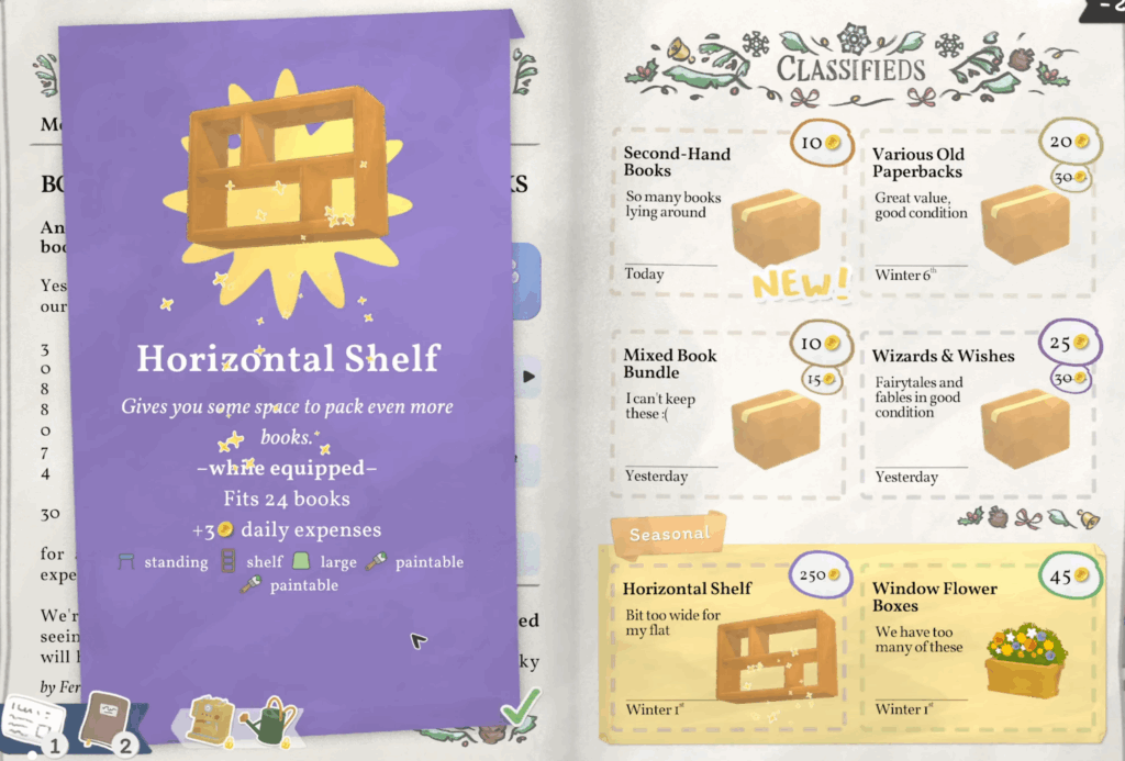 Purchase the horizontal shelf from the seasonal sales in the newspaper section.